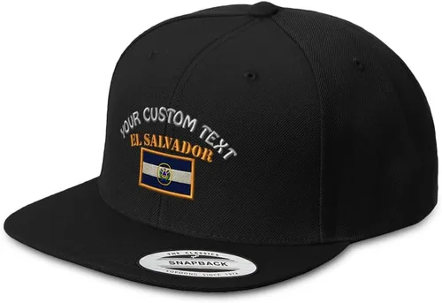 Vista 10 de Sombrero de Snapback personalizado para hombre, sombreros de ala plana, bordado de bandera de El Salvador, sombrero de factura plana bordado