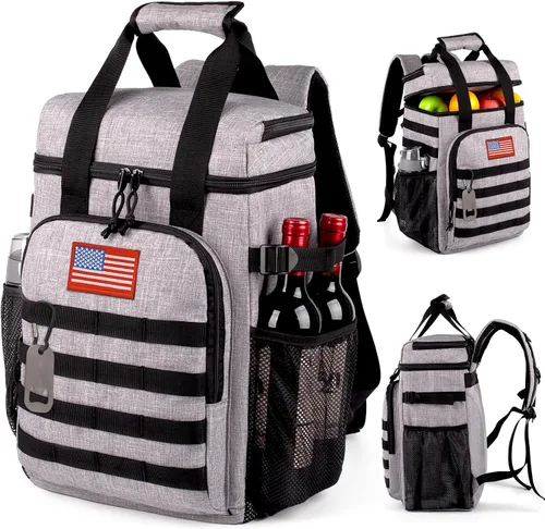 Vista 8 de Mochila térmica táctica, mochila de almuerzo para hombres y adultos, para trabajo con asa, mochila térmica suave aislada, impermeable, a prueba