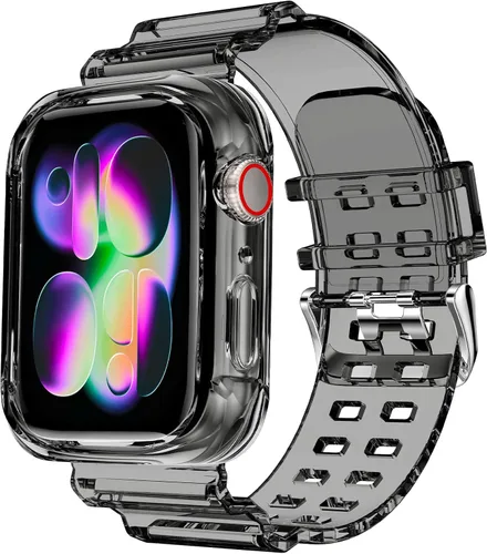 Vista 30 de DABAOZA - Correa transparente compatible con Apple Watch de 1.772 in y 1.732 in, con purpurina transparente Women Men,Glitter Bling TPU