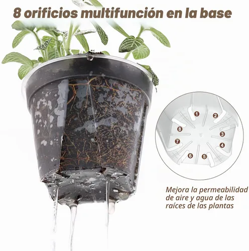 Vista 4 de Paquete de 30 macetas transparentes para vivero con drenaje de 6 tamaños