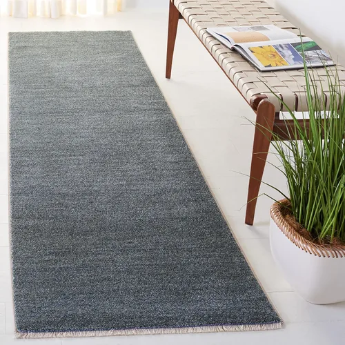 Vista 16 de SAFAVIEH Lasa Collection - Alfombra para pasillo, 2 pies 3 pulgadas x 8 pies, color azul y gris, diseño de flecos sólidos, no desprende pelusa