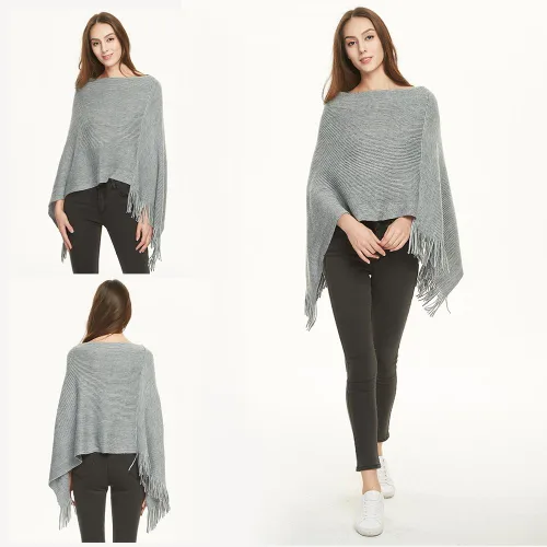 Vista 4 de Ferand Suéter tipo poncho ligero para mujer, chal versátil para otoño e invierno 2023