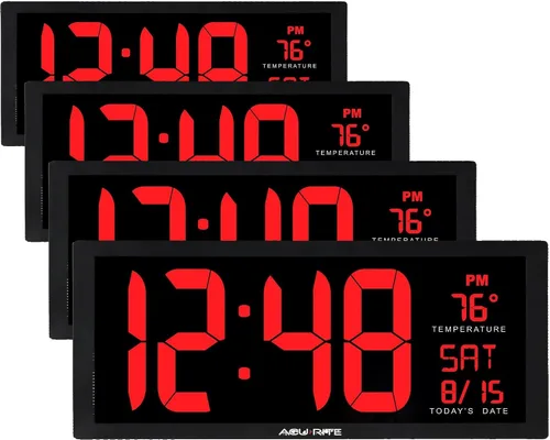 Vista 12 de AcuRite 75114M Reloj digital LED de 10 pulgadas con atenuación automática de brillo, blanco