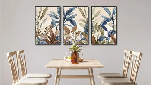 Vista 8 de Arte de Pared Botánico Enmarcado Grande - Decoración de Pared de Hojas Tropicales 16"x24" Juego de 3 Impresiones de Arte Bohemio Beige Pintura