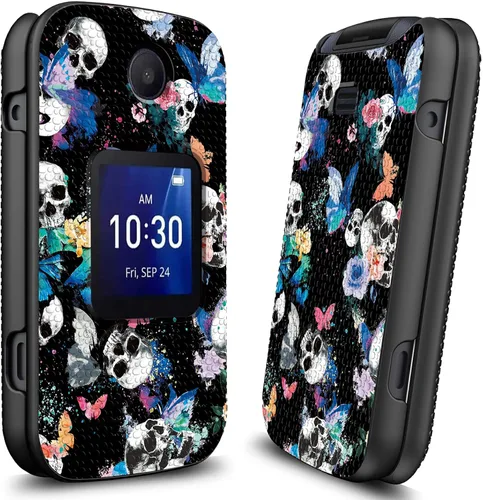 Vista 4 de Funda para Alcatel Go Flip 4 / TCL Flip Pro / TCL Flip Pro con protector de pantalla de vidrio templado, cubierta de PC antideslizante a prueba