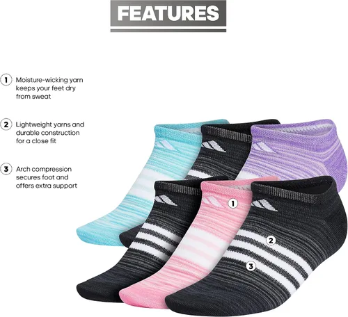 Vista 2 de adidas Calcetines Superlite invisibles para mujer (6 pares)
