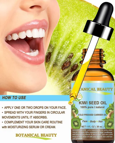 Vista 5 de Botanical Beauty Aceite de semillas de KIWI. Aceite portador virgen prensado en frío 100% puro y natural sin diluir para el cuidado de la cara