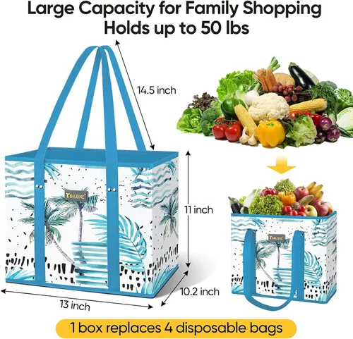 Vista 4 de BALEINE 3 bolsas reutilizables para comestibles + 2 bolsas de comestibles reutilizables aisladas