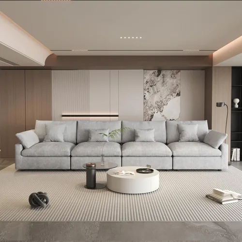Vista 11 de WJShome Sofá Seccional Cloud Couch de 83 pulgadas para sala de estar, sofá seccional modular relleno de plumón, sofás en forma de L con otomana