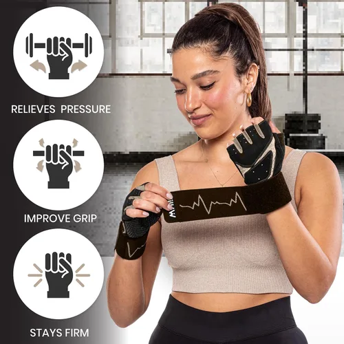 Vista 2 de MhIL Guantes de entrenamiento para mujer – Guantes de gimnasio transpirables para mujer con protección de palma y agarre mejorado – Guantes