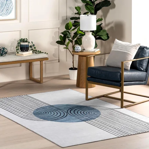 Vista 10 de nuLOOM SpinClean - Alfombra de área lavable a máquina y resistente a las manchas de perfil bajo para sala de estar, dormitorio y comedor, multicolor