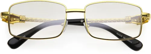 Vista 5 de zeroUV Bold Retro Jaguar Metal Plated Detail Square Sunglasses D247