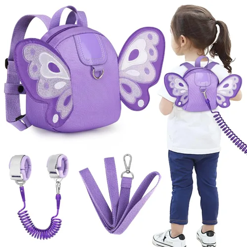 Vista 18 de Accmor Mochila con arnés para niños pequeños con correa, lindas mochilas con dinosaurios con enlace antipérdida en la muñeca, lindas pulseras