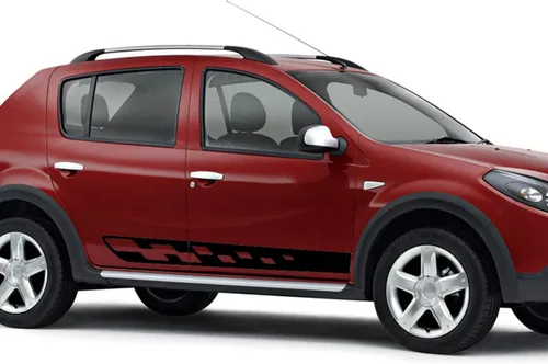 Vista 2 de Calcomanías de falda lateral de automóvil, para Renault Dacia Sandero 2 Stepway RS, accesorios de automóvil, a rayas laterales, calcomanía