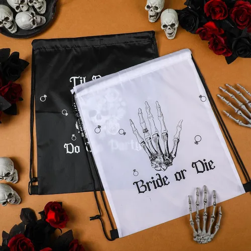 Vista 6 de Amylove 7 bolsas con cordón para despedida de soltera o muerte, bolsas con cordón para despedida de soltera, suministros de despedida de soltera