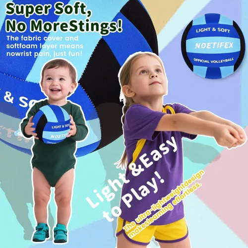 Vista 6 de Pelota de voleibol suave, tela súper suave, para práctica en interiores, segura y silenciosa, para niños, jóvenes, principiantes, juegos de práctica