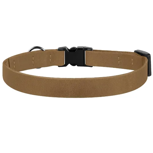 Vista 8 de Muromto Breakaway - Collar de piel suave ajustable para gatos con campana, rosa, marrón, azul, verde, rojo (marrón)