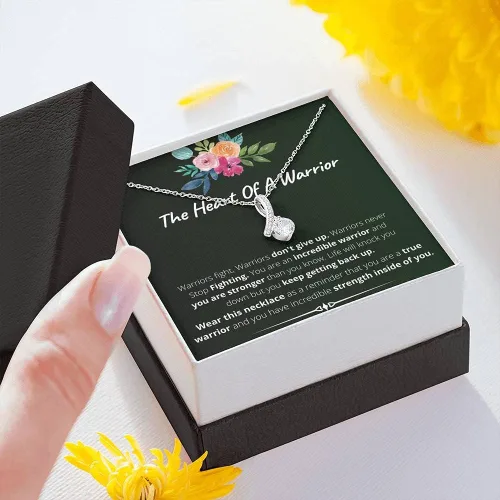 Vista 5 de Collar con tarjeta de mensaje joyería hecha a mano regalos de Navidad collar de supervivencia del cáncer regalo para mujeres mujeres sobrevivientes