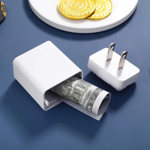 Vista 9 de Uonlytech Cargador falso con compartimento secreto, pastillero secreto, monedas, caja de almacenamiento para objetos de valor