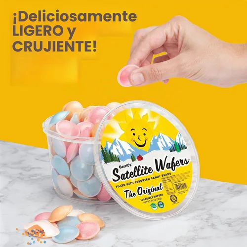 Vista 3 de Gerrit's Obleas satelitales originales, rellenas con cuentas de caramelo surtidas, tina de 100 unidades (4.41 onzas)