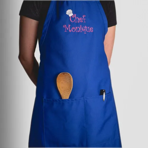 Vista 8 de Delantal y sombrero bordados personalizados para adultos, hechos en los Estados Unidos, para hombres, mujeres, día del padre, cocina, barbacoa