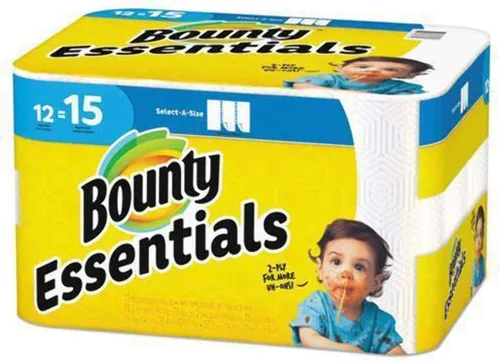 Vista 2 de Bounty 75720 Essentials Select-A-Size - Toallas de papel, 2 capas, 78 hojas/rollo, 12 rollos/cartón, 12 unidades (paquete de 1)
