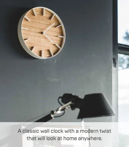Vista 4 de YAMAZAKI Inicio Reloj de pared - Madera moderna Decoración del hogar Acero + Madera Talla única Ceniza