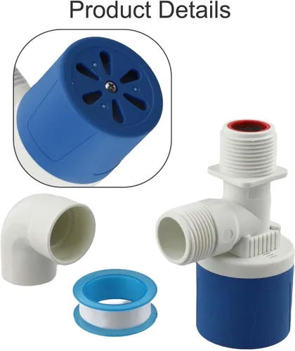 Vista 2 de Válvula de flotador con control automático de nivel de agua para un funcionamiento confiable en tanques de agua e hidroponía, construcción (B)