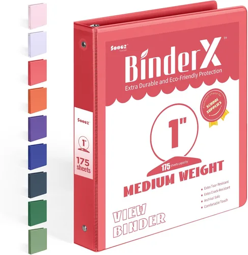Vista 28 de BinderX - Carpeta de 3 anillos redondos extraduradera de 1 pulgada, se adapta a 175 hojas de papel de 8.5 x 11 pulgadas, cubierta personalizable