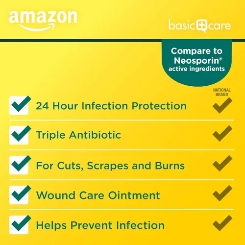 Vista 3 de Amazon Basic Care Pomada antibiótica de primeros auxilios, 2 onzas (paquete de 1)