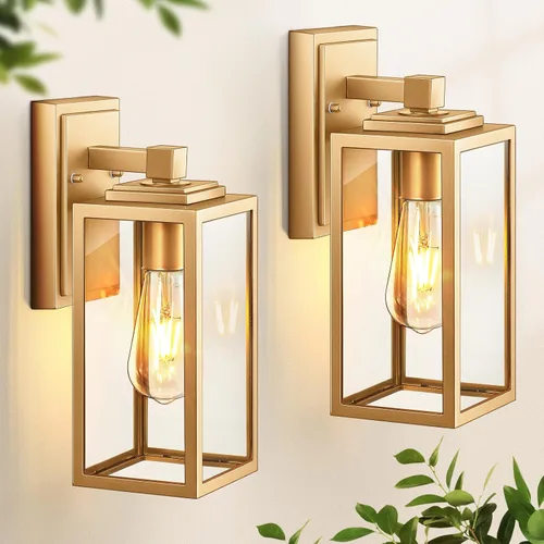 Vista 15 de VIANIS Luces de Pared para Exteriores, Luces de Porche Linterna para Exteriores, Accesorios de Iluminación para Exteriores Impermeables Negros