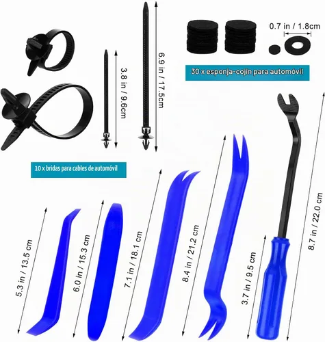 Vista 3 de Kit de 835 piezas de clips de retención y sujetadores de plástico para automóvil - 24 tamaños de clips de nailon para parachoques y guardabarros Azul