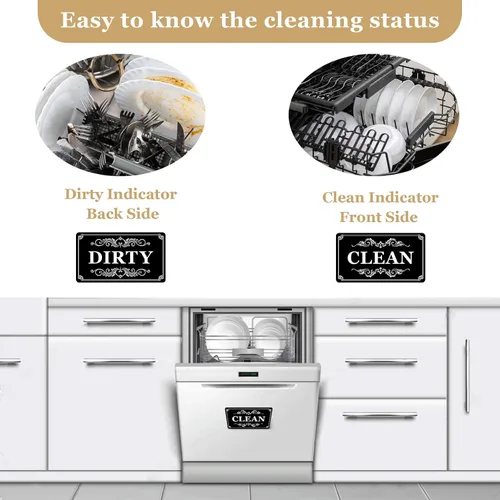 Vista 2 de Imán de lavavajillas Dirty Clean, letrero para lavavajillas con texto en inglés "Clean Dirty", para lavavajillas limpio o sucio, para lavavajillas