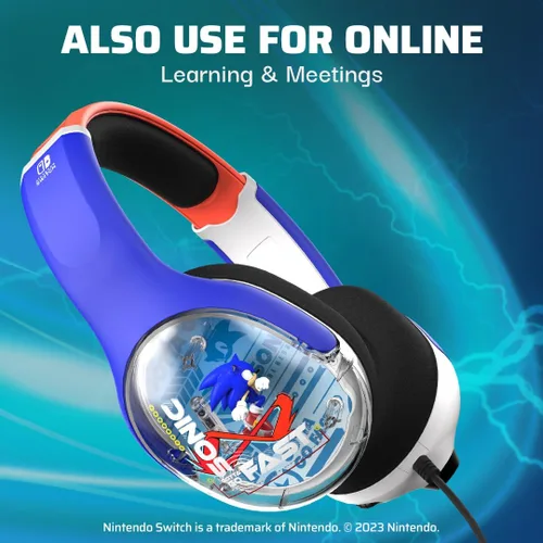 Vista 6 de PDP REALMz Wired Gaming Headset for Nintendo SwitchLiteOLED, 3.5mm Headphones Audio Jack for TabletsPCConsoleLaptop, Officially Licensed SEGA Sonic