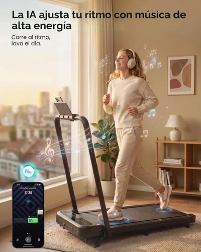 Vista 4 de UREVO Strol 2E Pro Smart Walking Pad Treadmill with APP, 12% Incline, Compact Walking Pad with Safety Handle, Plug & Play, Desk Treadmill with LED