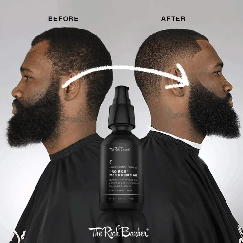 Vista 8 de The Rich Barber Pro Rich - Aceite de barba para hombre, 1 onza, suaviza la barba y promueve el crecimiento espeso con aceite de ricino, aceite