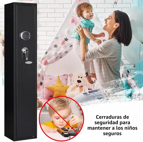 Vista 9 de KAER Caja fuerte para armas 2-3, caja fuerte para rifles y pistolas, gabinete de armas para escopetas, gabinete largo para escopetas con estante