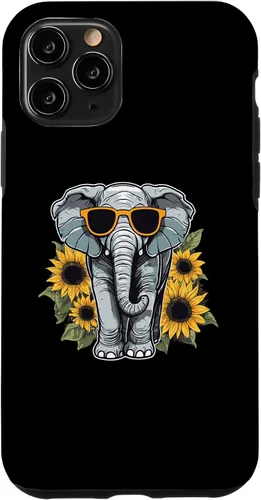 Vista 29 de Elephant with Sunglasses and Sunflowers Case for iPhone 16