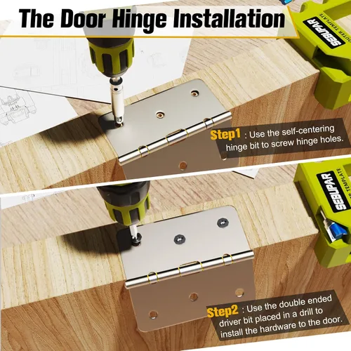 Vista 6 de Plantilla para bisagras de puerta, mortajadora de bisagras de puerta, plantilla de router se adapta a bisagras de puerta de 3" a 5" de longitud
