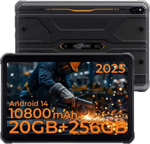 Vista 11 de HOTWAV R10 Pro 2025 Tableta Resistente Android 14 - 10.1 Pulgadas HD+ 10800mAh Tableta Impermeable, 20GB RAM+256GB ROM/1TB TF Tablets para Negro
