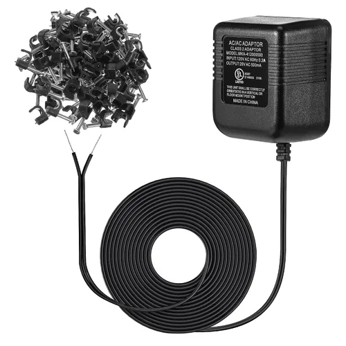Vista 7 de Dreyoo Adaptador transformador de timbre de 16-24 V, fuente de alimentación de cable C de 16.4 pies de largo 20 VCA 500 mA, compatible con timbre