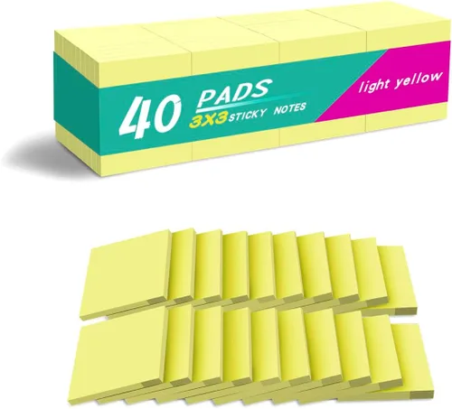 Vista 6 de (20 blocs) Notas adhesivas de 3 x 3 pulgadas, almohadillas autoadhesivas de colores amarillos, fáciles de publicar para el hogar, oficina, cuaderno