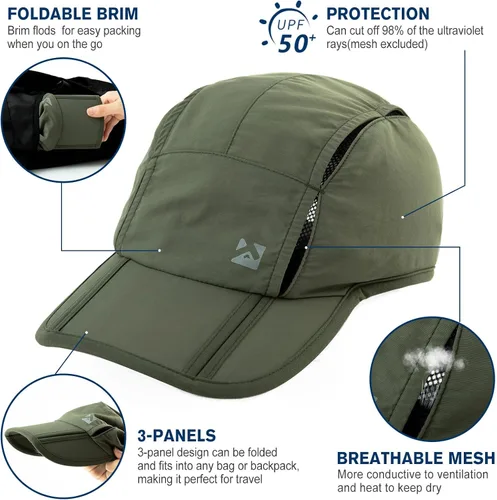 Vista 6 de Gorra de béisbol de malla de secado rápido XL XXL de gran tamaño para hombres gorras de pesca plegables para correr