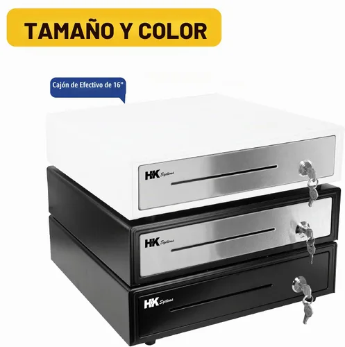 Vista 8 de HK SYSTEMS Cajón de efectivo negro resistente frontal de 16 pulgadas "acero inoxidable" con 5Bill/5Coin