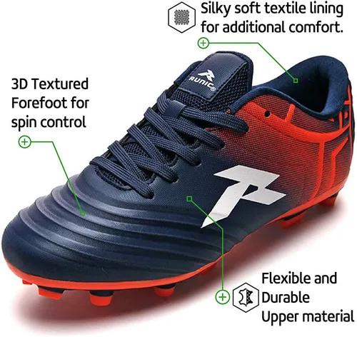 Vista 3 de RUNIC Tacos de fútbol para hombre, zapatos de fútbol, disponibles en césped, interiores y suelas firmes