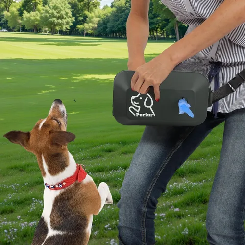 Vista 6 de Bolsa de golosinas para perros con soporte para bolsa de excrementos y clicker – Silicona impermeable, cinturón ajustable para entrenamiento