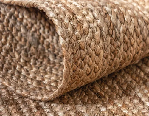 Vista 5 de Unique Loom Alfombra trenzada de la colección de yute - Dhaka (escalera de 0 pies 9 pulgadas x 2 pies 6 pulgadas, natural)