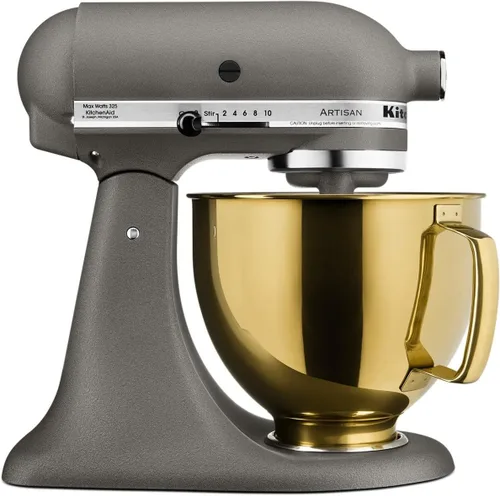 Vista 3 de KitchenAid KSM5SSBRG - Batidora de pie de 5 cuartos de galón de acero inoxidable con cabezal inclinable de 4.5 o 5 Q, oro radiante