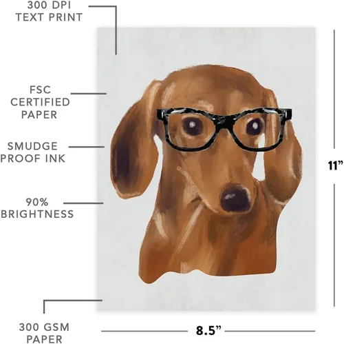 Vista 130 de Andaz Press Póster impreso para pared de perro, 8.5 x 11 pulgadas, Bulldog inglés con gafas negras, 1 paquete, regalo de cumpleaños de Navidad, sin