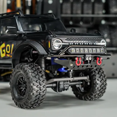 Vista 5 de INJORA Parachoques delantero de aluminio CNC para 1/18 RC Crawler TRX4M Bronco Upgrade (4M-43)